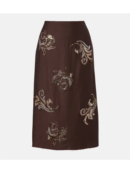 Fustă midi Xu Zhi până la genunchi maro