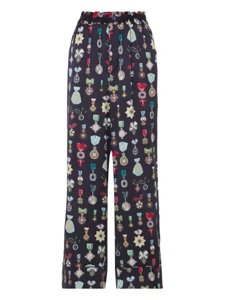 Pantaloni Temperley London de mătase albastru
