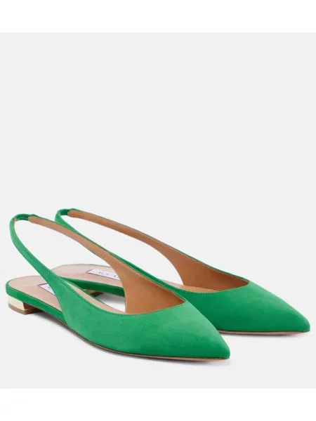 Balerinke Aquazzura iz semiša z odprtimi petami zelena