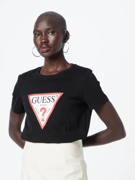 GUESS Tricou roșu alb negru