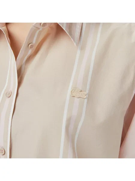 Lacoste Koszula Z Blokadą Koloru Regular Fit beżowa