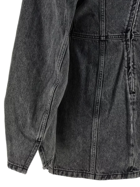 Mała sukienka jeansowa Haikure z dekoltem w serek garniturowa szara