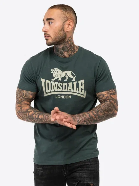 LONSDALE Tricou St. Erney crem / închis verde