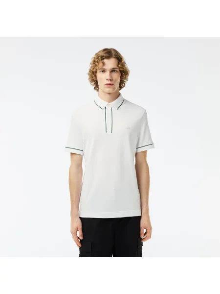 Lacoste Koszulka Polo Smart Paris Stretch Cotton Z Kontrastowym Wykończeniem biała