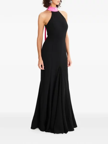 Rochie maxi Moos Studio plisată cu gât halter de costum negru