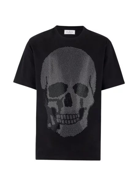 Tricou Philipp Plein cu decolteu rotund cu strasuri negru