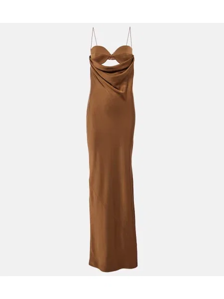 Rochie Alex Perry din satin drapată maro