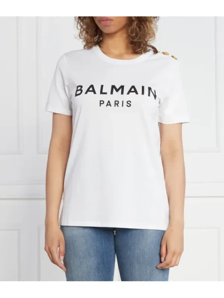 Balmain Tricou PRINTED alb
