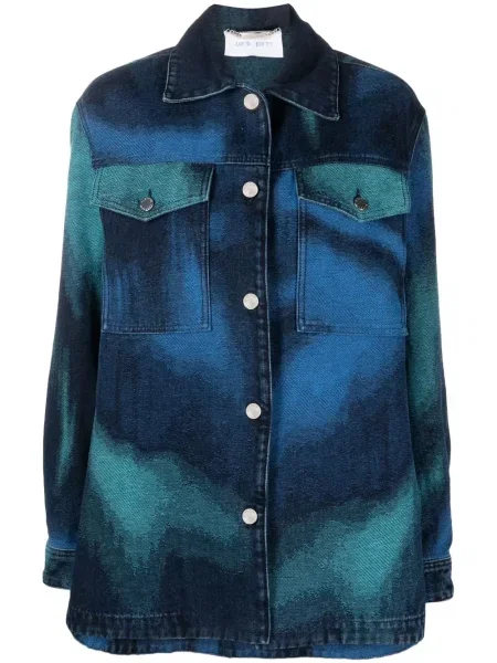 Lung geacă de blugi Alberta Ferretti cu imagine cu imprimeu abstract