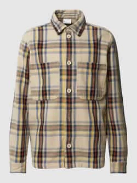 Kurtka koszulowa z nakładanymi na piersi Knowledge Cotton Apparel brązowa