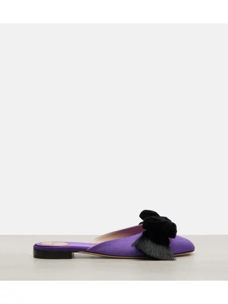 Papuci Valentino Garavani cu funde din satin violet