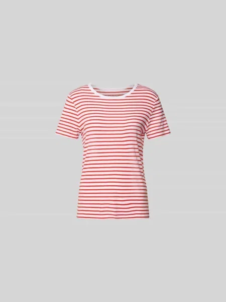 T-shirt z prążkowanym okrągłym dekoltem Juvia biała