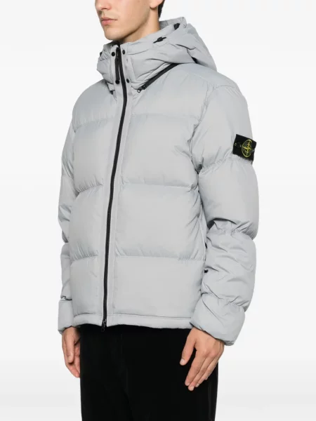 Geacă Stone Island cu glugă cu strasuri gri