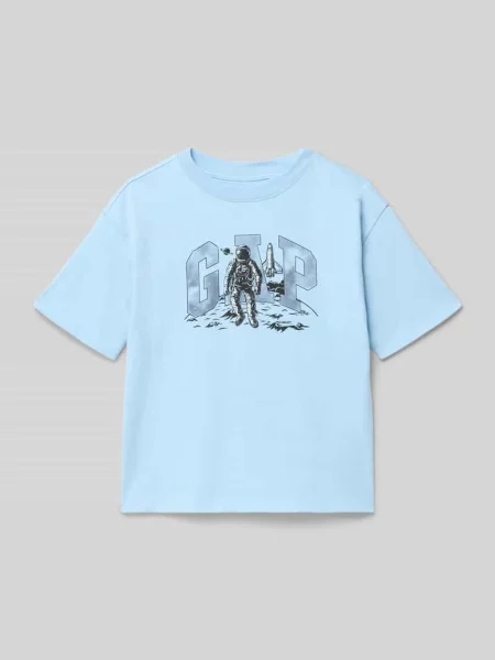 T-shirt z nadrukiem z motywem i logo Gap błękitna