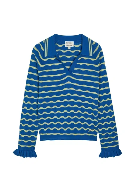 Sweter Damson Madder z falbankami niebieski