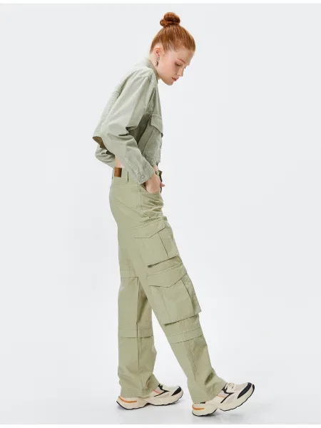 Lung pantaloni cargo Koton cu talie înaltă