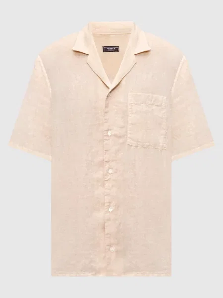 Сорочка з короткими рукавами з льону Peserico бежева