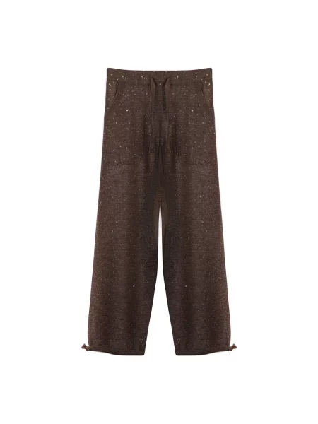 Spodnie cargo Kangra z cekinami brązowe