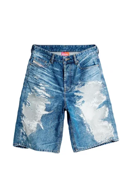 Pantaloni scurți din denim Diesel zdrențuiți albastru