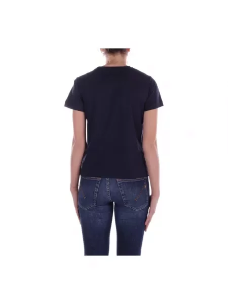 Koszulka polo Pinko z krótkim rękawem z kryształkami niebieska