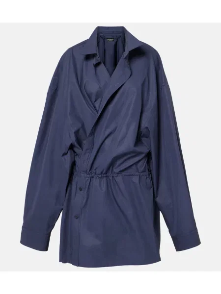 Sukienka koszulowa Balenciaga popelinowa garniturowa niebieska