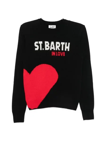 Pulover Mc2 Saint Barth cu motiv cu inimi negru
