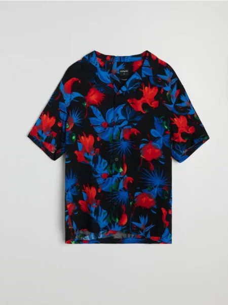 Sinsay koszula z krótkim rękawem czarny