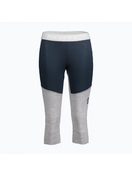 Pantaloni termoactivi pentru femei SCOTT Defined Merino dark blue/light grey melange gri
