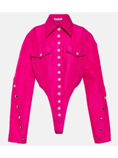 Satynowy top Laquan Smith z gorsetem różowy