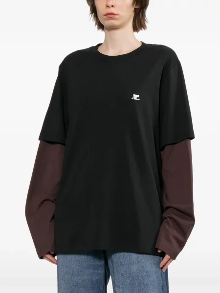 Tricou Courreges cu broderie negru