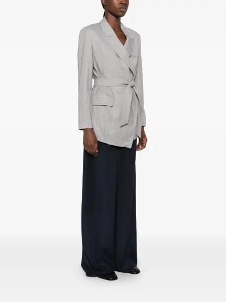 Μάλλινος καρό μπουφάν Max Mara γκρι