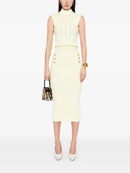 Megzta midi suknelė Balmain Pre-owned geltona