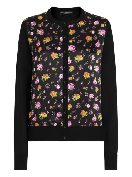 Cardigan Dolce & Gabbana cu model floral cu imagine negru