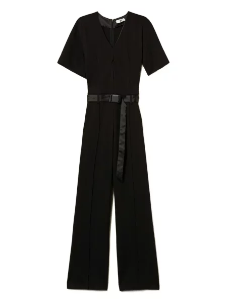 Salopetă Twinset cu decolteu în V cu cataramă negru