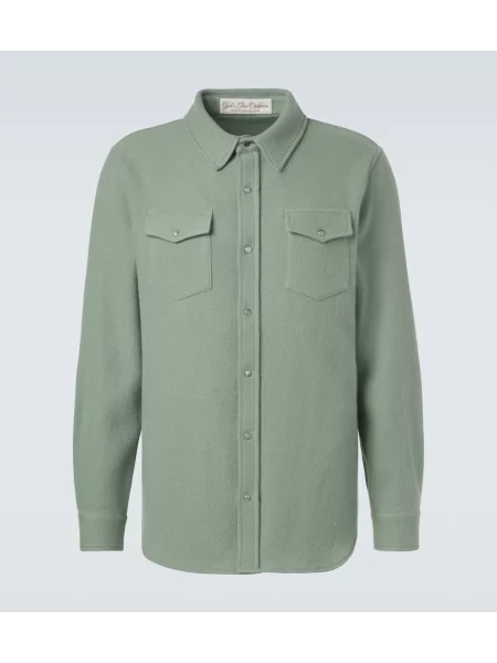 Cămașă God's True Cashmere din cașmir verde