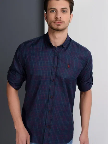 Карирана риза Dewberry синьо