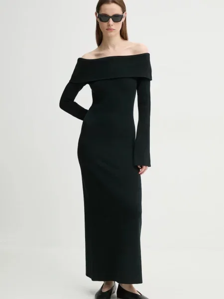 By Malene Birger rochie BENNIE maxi evazati negru