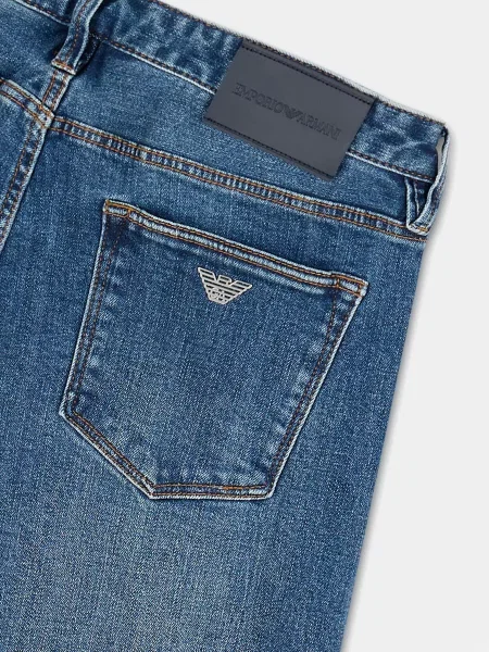 Emporio Armani Прямі джинси Бавовна/еластан синій
