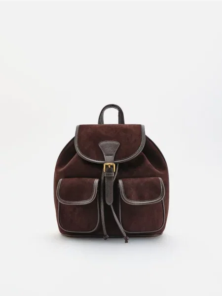 Reserved Rucsac din piele intoarsa sintetica cacao-cu-lapte