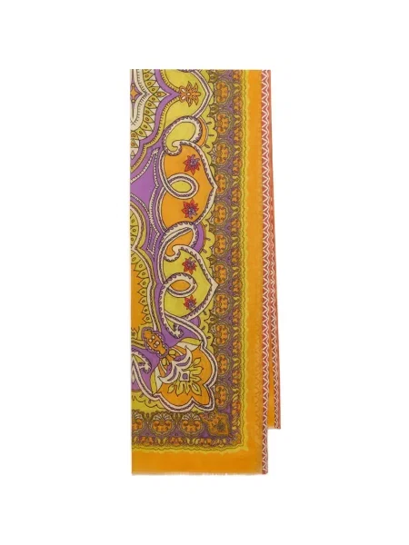 Fular Maliparmi cu imprimeu geometric din jacard portocaliu