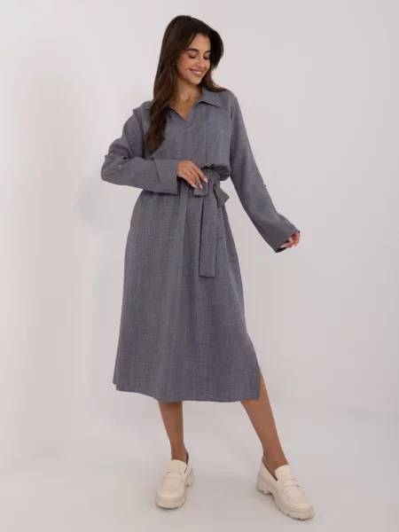 Rochie de zi Fashionhunters casual cu crăpătură gri