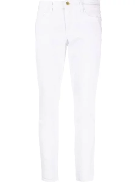 Skinny jeansy skinny Frame o krotszym kroju białe