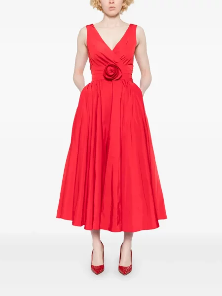 Rochie maxi Nissa cu model floral de costum roșu