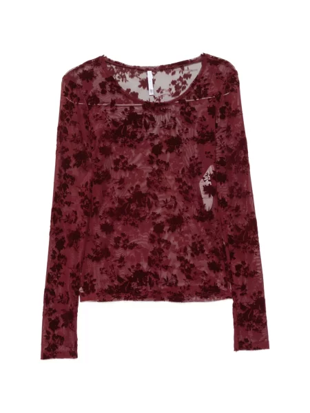 Lung top Imperial cu model floral roșu
