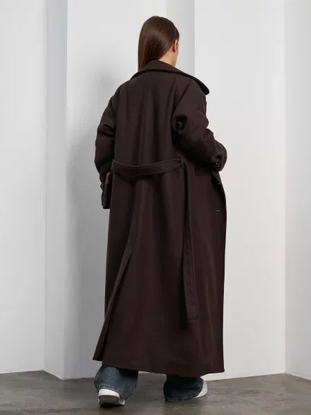 Вовняне Пальто з утеплювачем ISSA Plus темно-коричневий коричневе