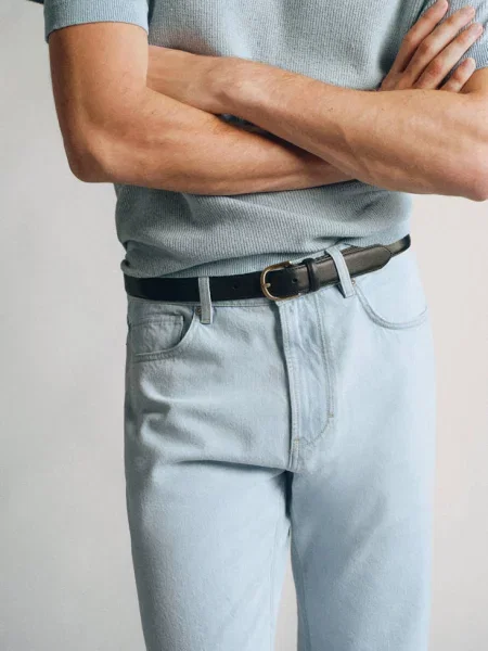 Dżinsy relaxed fit z tkaniny Candiani rozbielony Mężczyzna 44 MANGO MAN niebieski