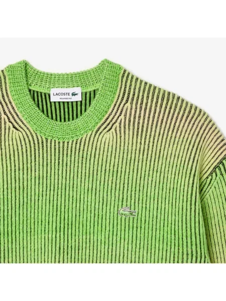 Lacoste Sweter Z Okrągłym Dekoltem Relaxed Fit zielony