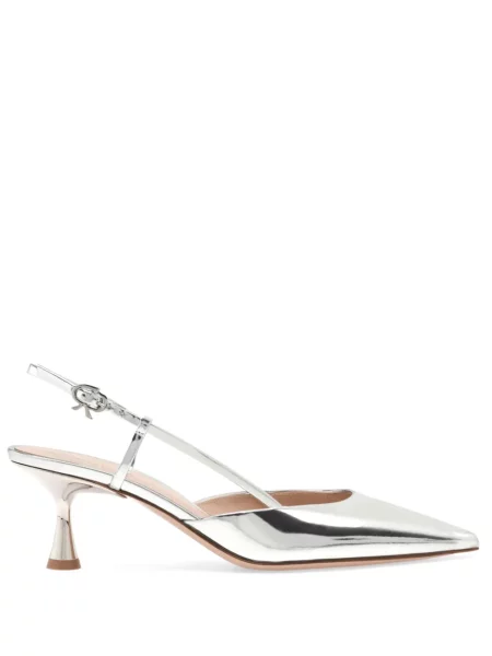 Pantofi cu toc Gianvito Rossi din piele argintiu