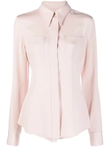 Cămașă Victoria Beckham transparente lungă roz