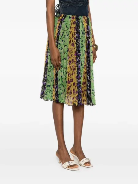 Fustă midi La Doublej cu model floral galben